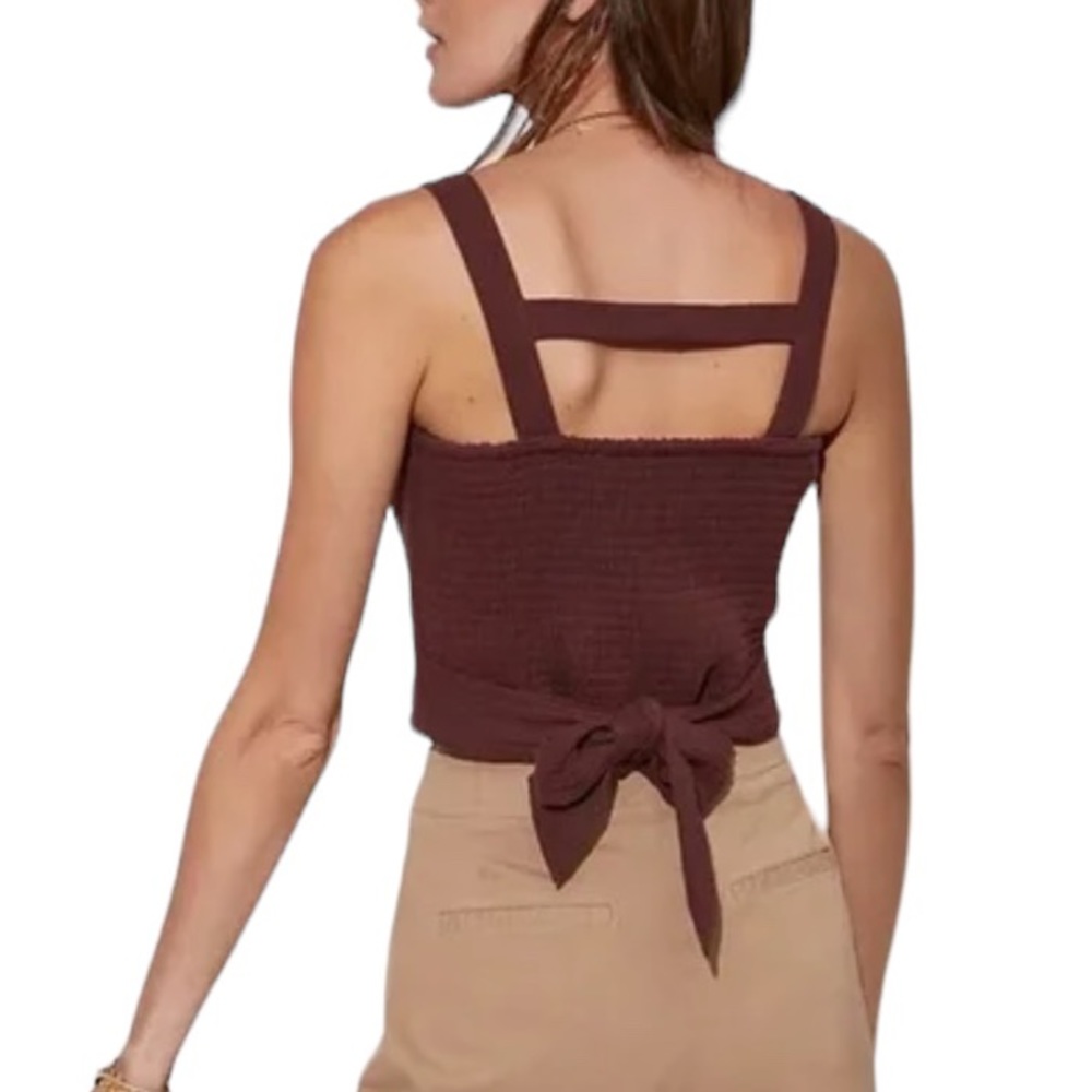 ANTHROPOLOGIE Cocoa Brown Tie Back Crop Top NWT